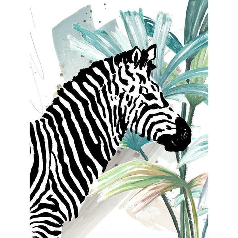 Tropical Zebra Black Modern Wood Framed Art Print with Double Matting by Pinto, Patricia