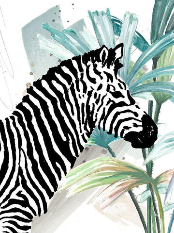 Tropical Zebra White Modern Wood Framed Art Print with Double Matting by Pinto, Patricia