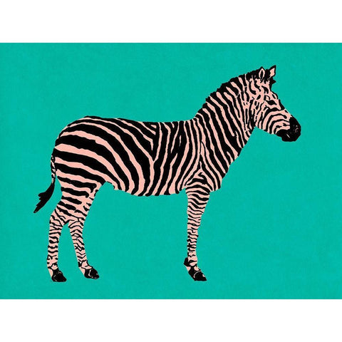 Zebra on Teal White Modern Wood Framed Art Print by Pinto, Patricia