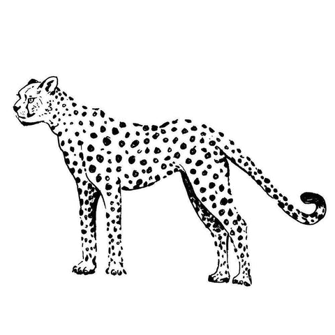 Cheetah White Modern Wood Framed Art Print by Pinto, Patricia