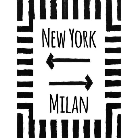NY or Milan Black Modern Wood Framed Art Print with Double Matting by Pinto, Patricia
