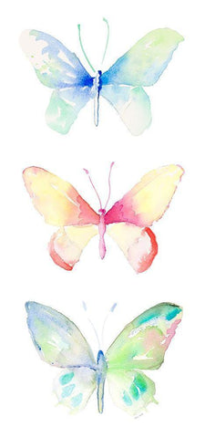 Watercolor Butterflies Panel II White Modern Wood Framed Art Print with Double Matting by Loreth, Lanie