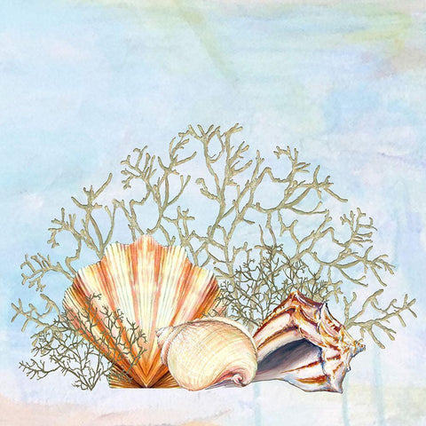 Ocean Prizes I Gold Ornate Wood Framed Art Print with Double Matting by Diannart
