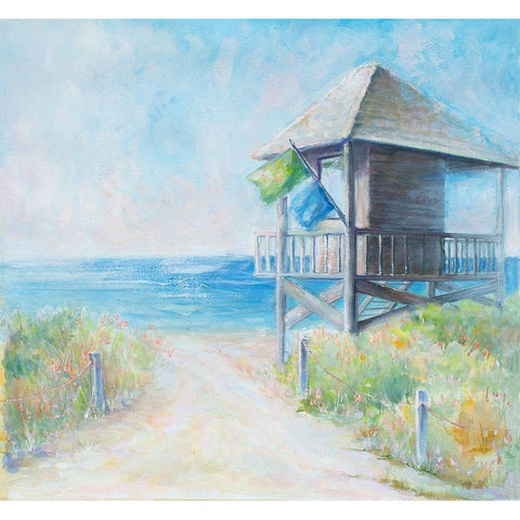Beach Lookout Black Modern Wood Framed Art Print by Diannart