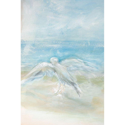 Flying Seagull Gold Ornate Wood Framed Art Print with Double Matting by Diannart