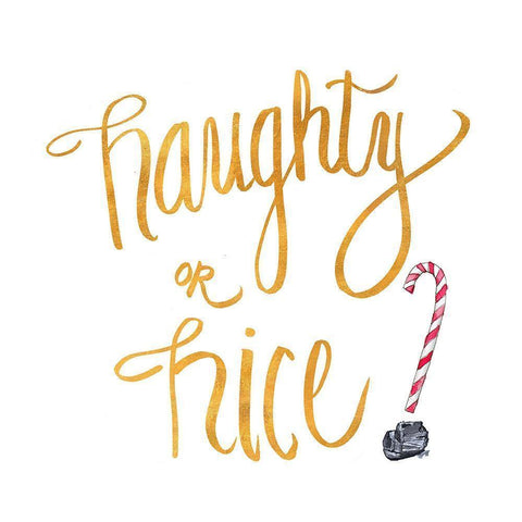Naughty or Nice Black Modern Wood Framed Art Print with Double Matting by SD Graphics Studio