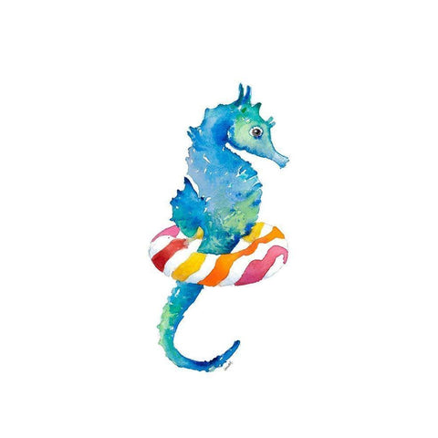 Seahorse with Inflatable White Modern Wood Framed Art Print by Loreth, Lanie