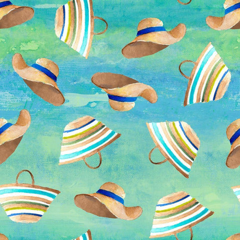 Hat and Bag Pattern Black Ornate Wood Framed Art Print with Double Matting by Loreth, Lanie