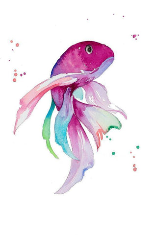 Fin-Tastic I White Modern Wood Framed Art Print with Double Matting by Loreth, Lanie