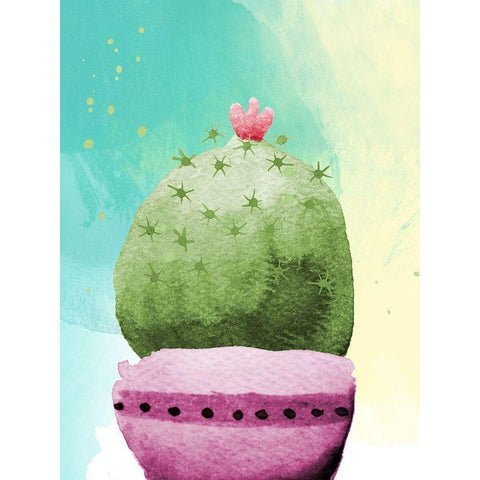 Cactus Party II Black Modern Wood Framed Art Print with Double Matting by SD Graphics Studio