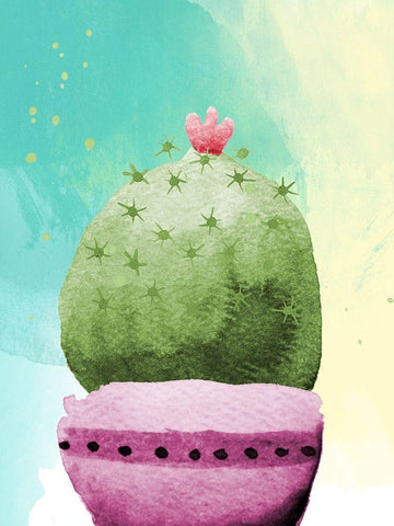 Cactus Party II White Modern Wood Framed Art Print with Double Matting by SD Graphics Studio