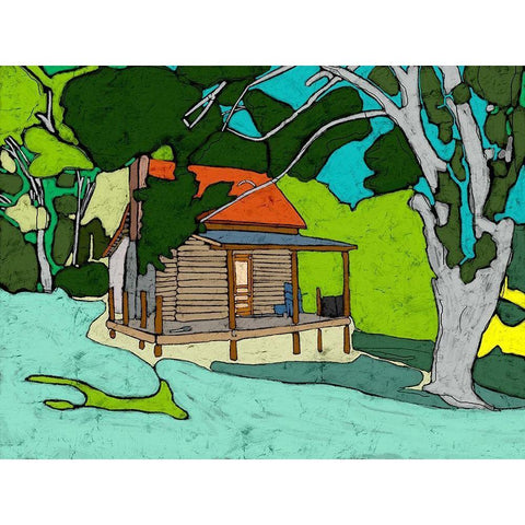 Cabin in the Woods Gold Ornate Wood Framed Art Print with Double Matting by Mabat, Ynon