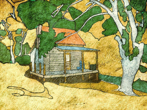 Forest Cabin Black Ornate Wood Framed Art Print with Double Matting by Mabat, Ynon