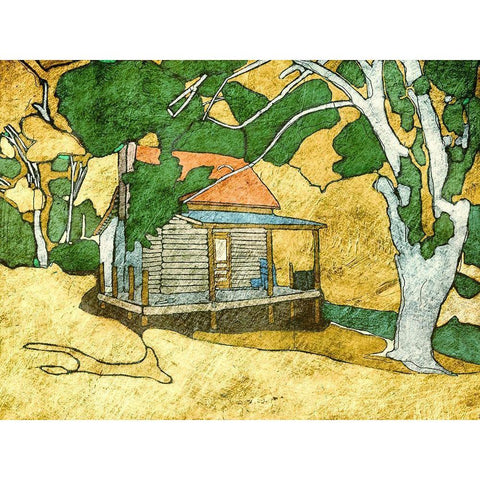 Forest Cabin White Modern Wood Framed Art Print by Mabat, Ynon