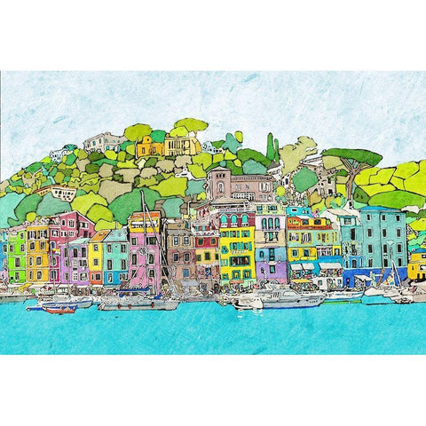 Coastal City Black Modern Wood Framed Art Print with Double Matting by Mabat, Ynon