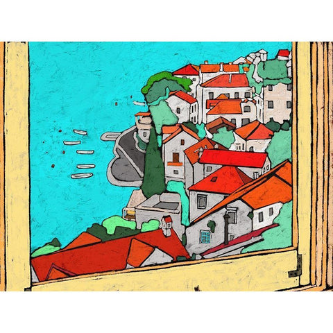 Along the Coast White Modern Wood Framed Art Print by Mabat, Ynon