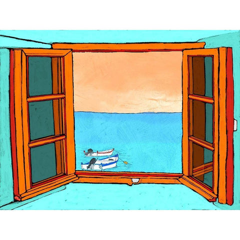 Through the Window Black Modern Wood Framed Art Print by Mabat, Ynon