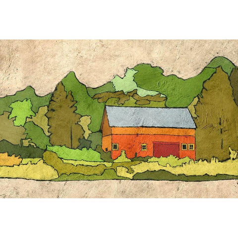 Cabin in the Green Forest Gold Ornate Wood Framed Art Print with Double Matting by Mabat, Ynon