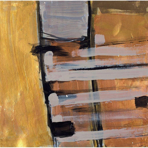 Golden Squares III White Modern Wood Framed Art Print by Pattinian, Merri