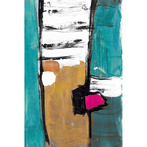 Hot Teal Black Modern Wood Framed Art Print by Pattinian, Merri