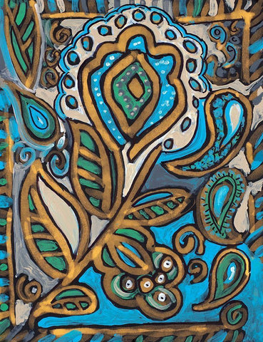 Neutral Floral Deco II White Modern Wood Framed Art Print with Double Matting by Pattinian, Merri