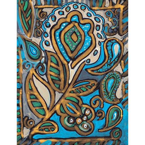 Neutral Floral Deco II Black Modern Wood Framed Art Print by Pattinian, Merri