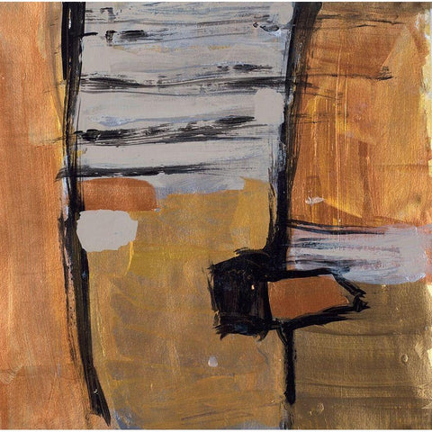 Golden Squares II Black Modern Wood Framed Art Print by Pattinian, Merri
