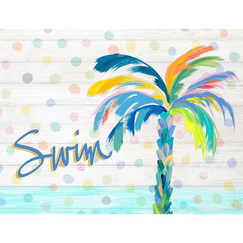 Swim Near the Palm Tree Black Modern Wood Framed Art Print by DeRice, Julie