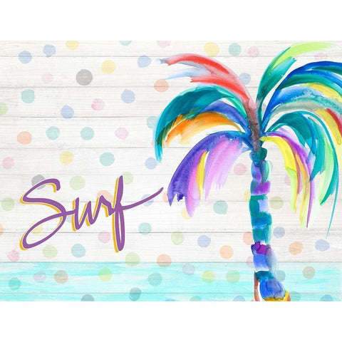 Surf Near the Palm Tree Black Modern Wood Framed Art Print by DeRice, Julie