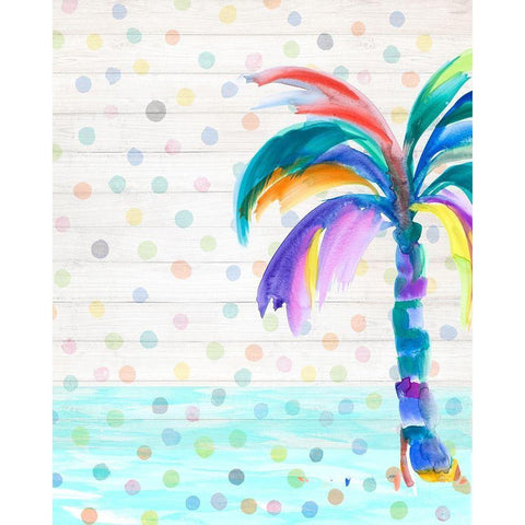 Funky Palm on Dots I White Modern Wood Framed Art Print by DeRice, Julie