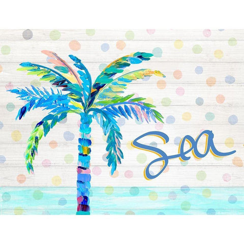 Palm Tree Near the Sea Gold Ornate Wood Framed Art Print with Double Matting by DeRice, Julie