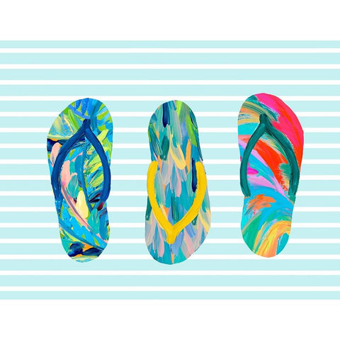 Funky Flip Flops Black Modern Wood Framed Art Print with Double Matting by DeRice, Julie