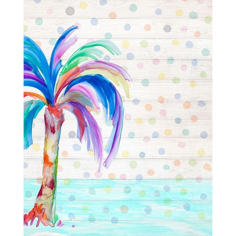 Funky Palm on Dots II White Modern Wood Framed Art Print by DeRice, Julie