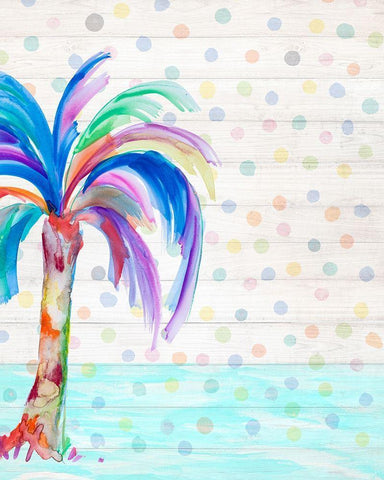 Funky Palm on Dots II White Modern Wood Framed Art Print with Double Matting by DeRice, Julie