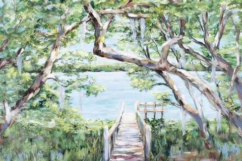 Misty Lake Black Ornate Wood Framed Art Print with Double Matting by DeRice, Julie