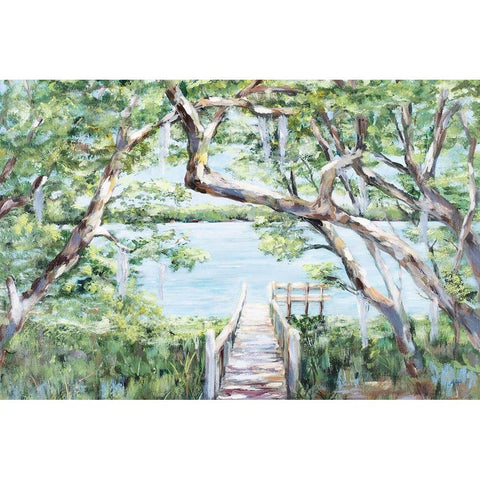 Misty Lake Gold Ornate Wood Framed Art Print with Double Matting by DeRice, Julie