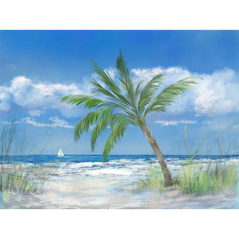 Palm Tree Paradise Black Modern Wood Framed Art Print with Double Matting by DeRice, Julie