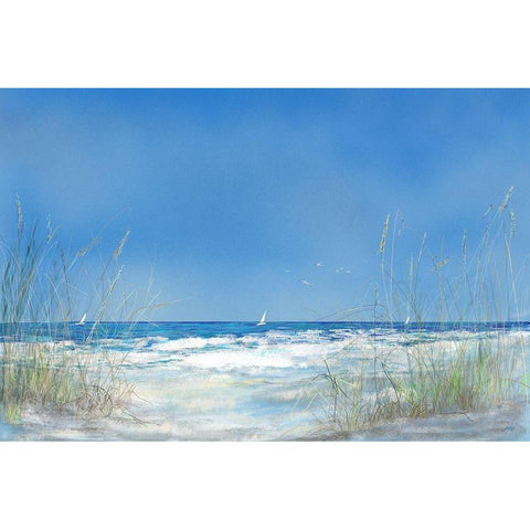 Grassy Seascape Black Modern Wood Framed Art Print by DeRice, Julie