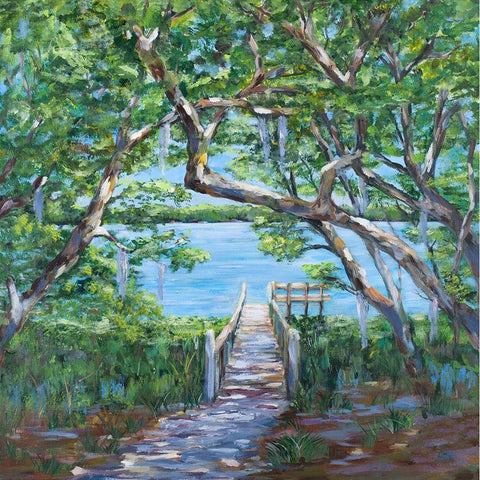 Lake View White Modern Wood Framed Art Print by DeRice, Julie