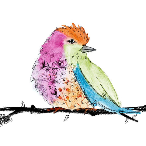 Bright Bird I Black Ornate Wood Framed Art Print with Double Matting by SD Graphics Studio