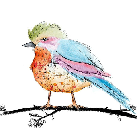 Bright Bird II Black Modern Wood Framed Art Print by SD Graphics Studio