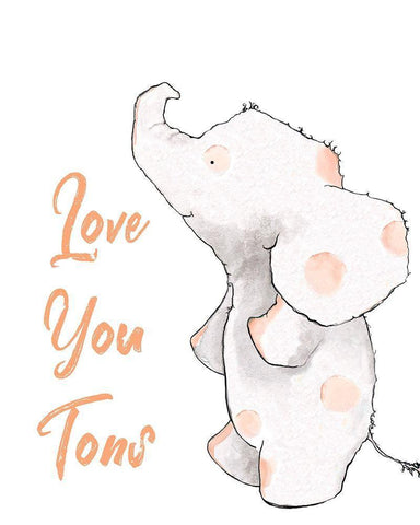Love You Tons White Modern Wood Framed Art Print with Double Matting by Diannart