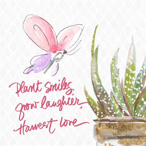 Plant Smiles White Modern Wood Framed Art Print with Double Matting by Pinto, Patricia