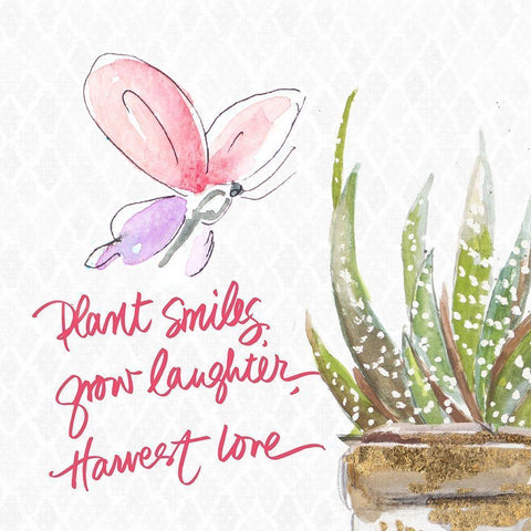 Plant Smiles Gold Ornate Wood Framed Art Print with Double Matting by Pinto, Patricia