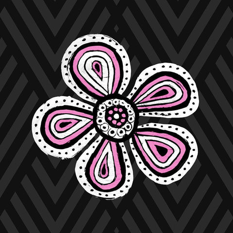 Floral Sketch II Black Modern Wood Framed Art Print with Double Matting by SD Graphics Studio