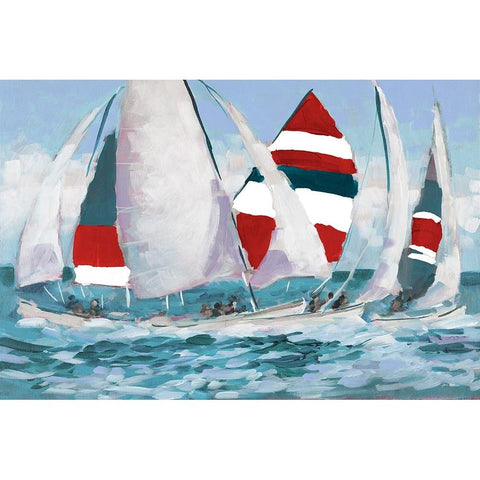 Wide Sails White Modern Wood Framed Art Print by Slivka, Jane