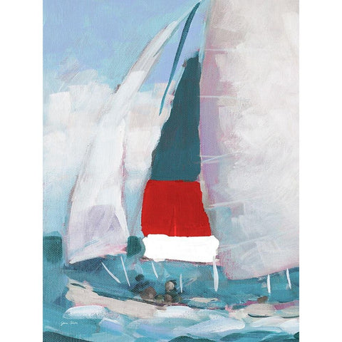 Red and Blue Sail I Black Modern Wood Framed Art Print by Slivka, Jane