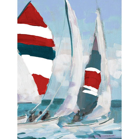 Red and Blue Sail II Black Modern Wood Framed Art Print with Double Matting by Slivka, Jane