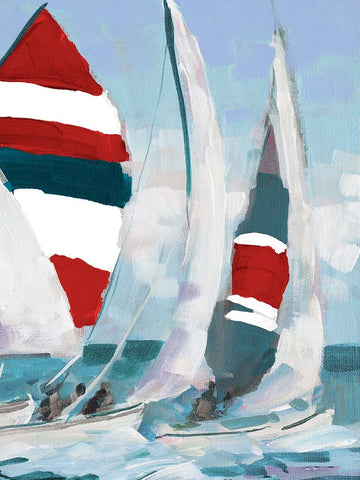 Red and Blue Sail II Black Ornate Wood Framed Art Print with Double Matting by Slivka, Jane