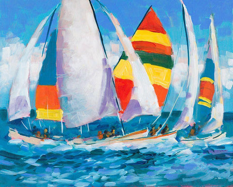 Wide Sails  White Modern Wood Framed Art Print with Double Matting by Slivka, Jane
